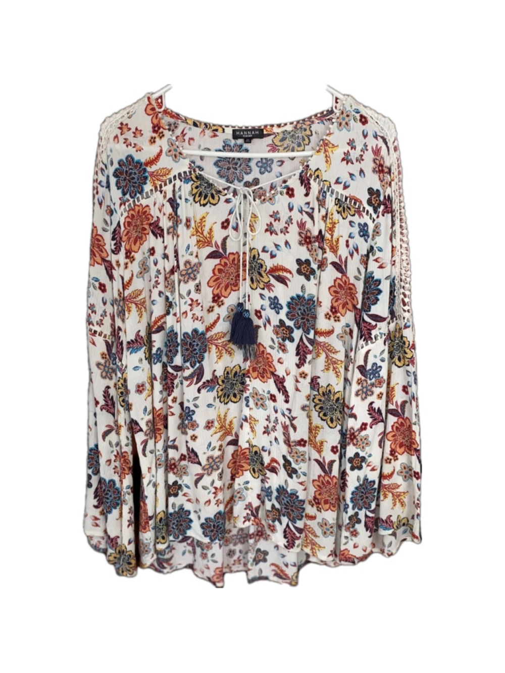 Hannah Boho Size 2XL Women Floral Cottagecore Crochet Top